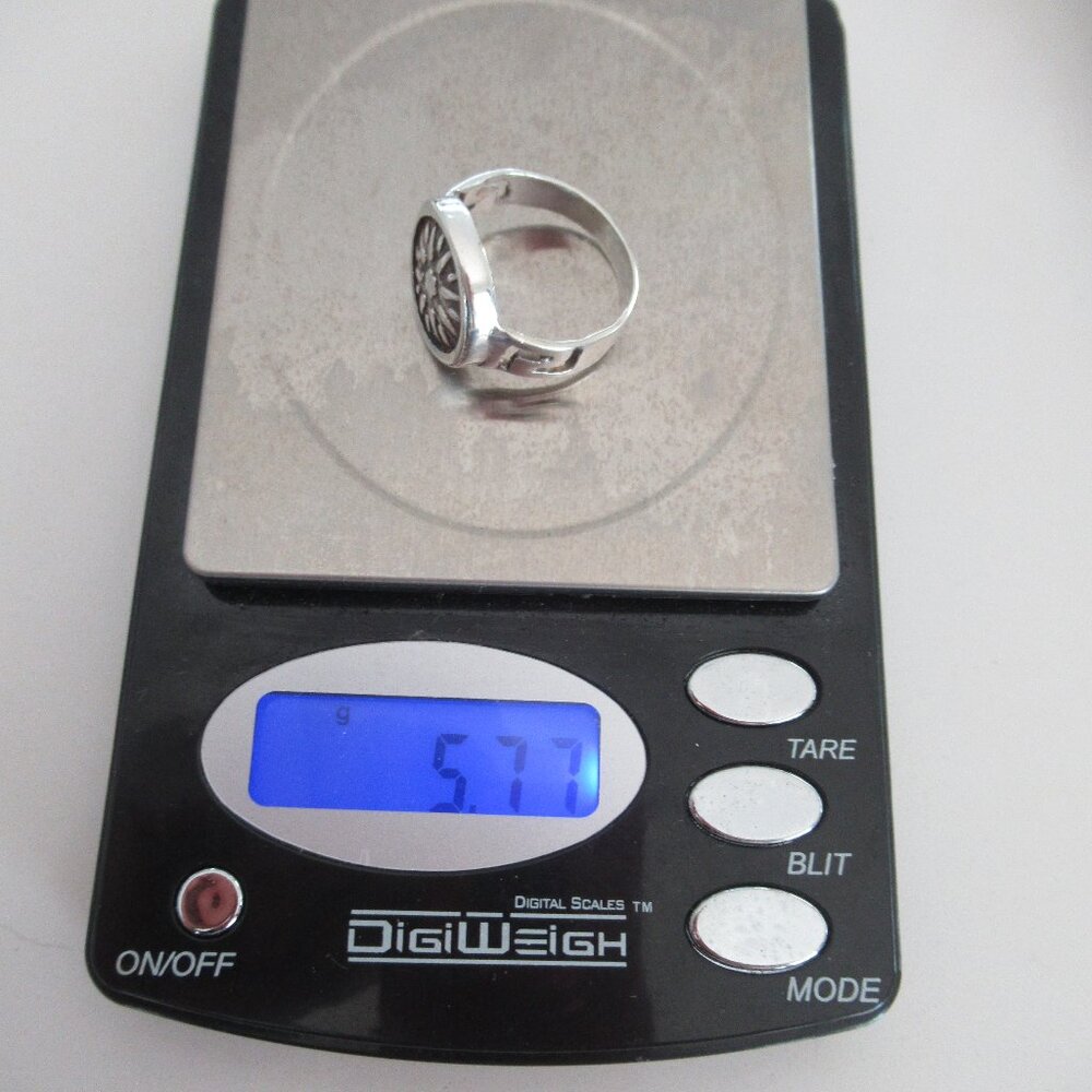 Vintage, Sterling Silver 925 Flower Statement Ring, Size 8.75 Hallmarked 925 - Picture 7 of 8